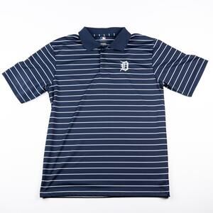 Detroit Tigers MLB Genuine Merchandise Striped Polo Shirt Navy Large